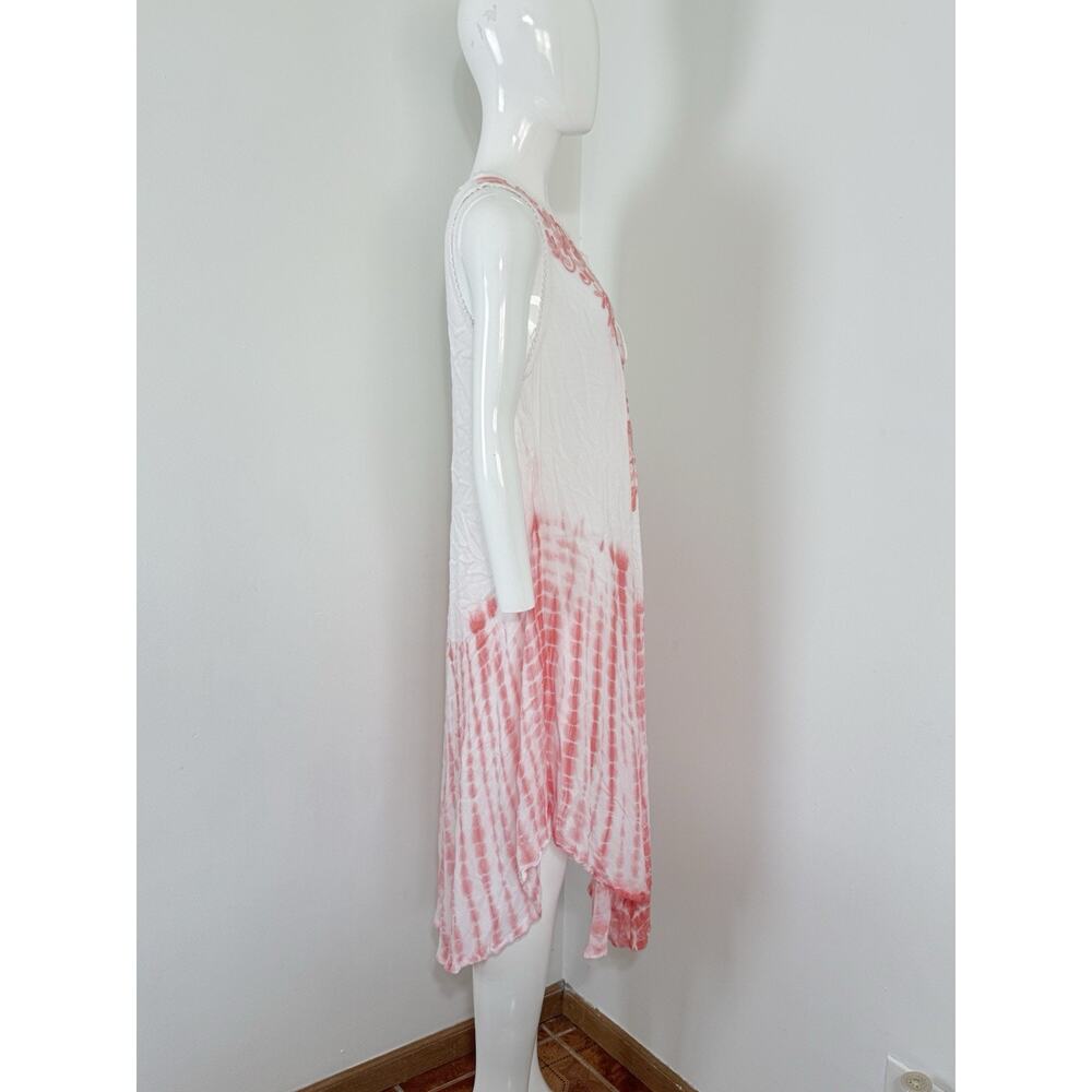 Women’s Dress Embroidered Tie Dye Asymmetrical Boho Hippie Sleeveless One Size - Picture 3 of 13